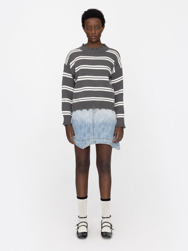 cubic Gradient Light Denim Mini Skirt LightSteelBlue