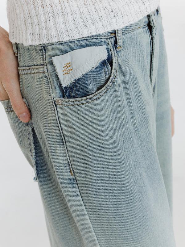 Cubic High Waist Loose Straight Washed Jeans Thistle