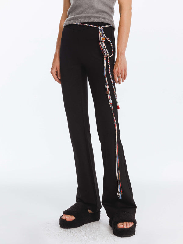 cubic High Waisted Flared High Elastic Trousers Black