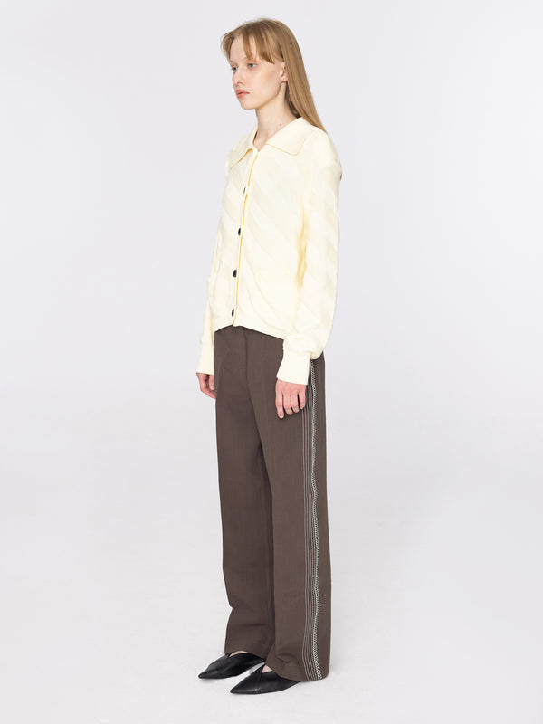 Cubic High Waisted Straight Leg Casual Trousers Saddle Brown