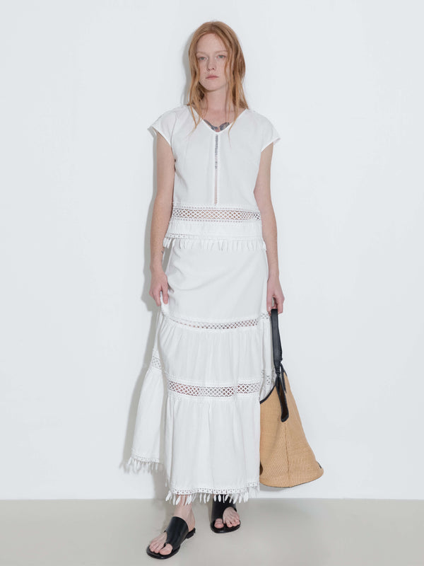 cubic Hollow Out Drop-Shoulder Vest with Tassels White