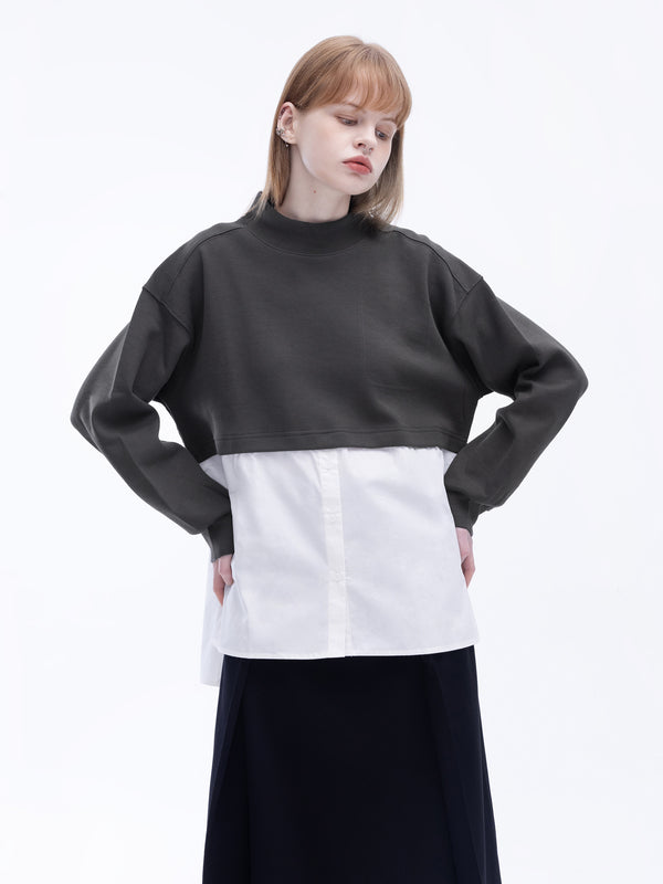 Cubic Jersey And Shirting Two-Piece Sweatshirt DimGray