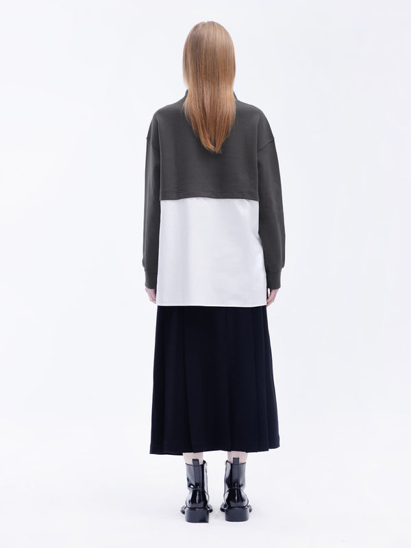 Cubic Jersey And Shirting Two-Piece Sweatshirt DimGray