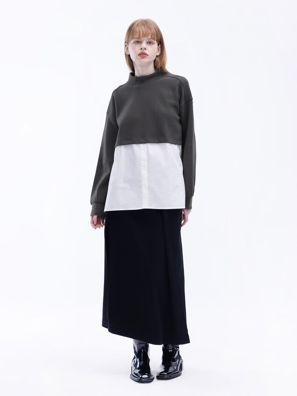 cubic Jersey and Shirting Two-Piece Sweatshirt DimGray