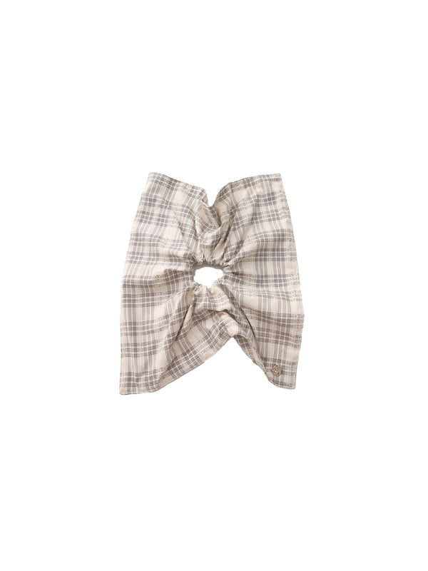 cubic Lace Checkered Irregular Hair Scrunchies Beige