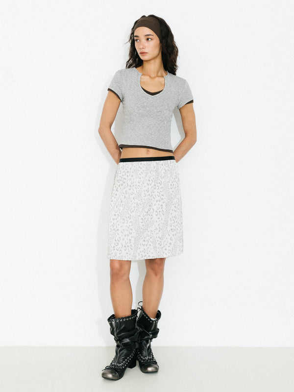 cubic Leopard Print Straight Midi Skirt Animal Print