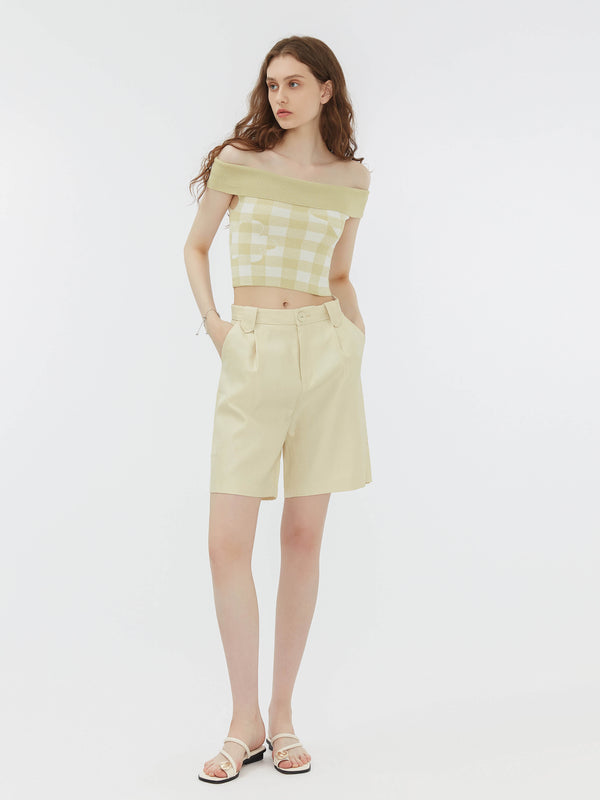Cubic Light Yellow Tailored Bermuda Shorts Light Yellow