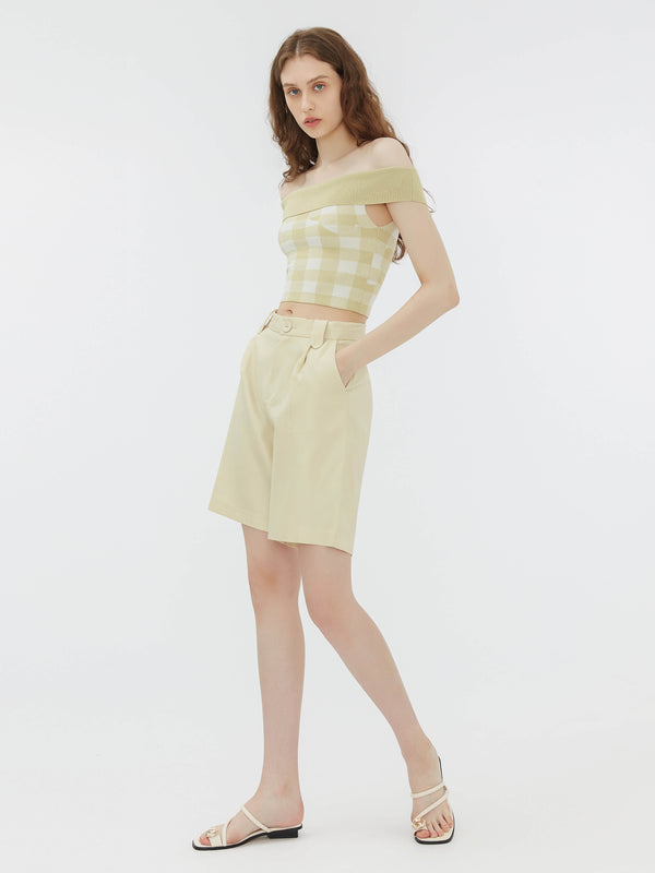 Cubic Light Yellow Tailored Bermuda Shorts Light Yellow
