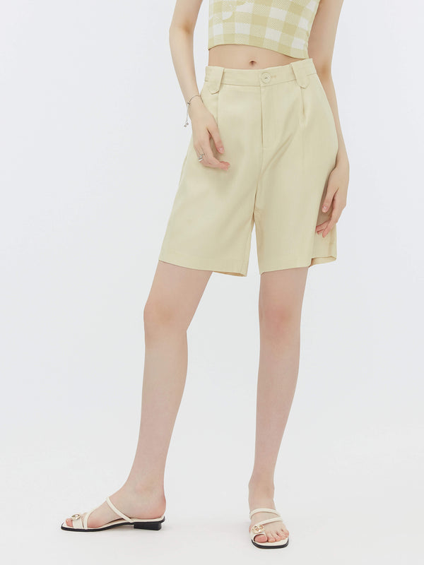 Cubic Light Yellow Tailored Bermuda Shorts Light Yellow