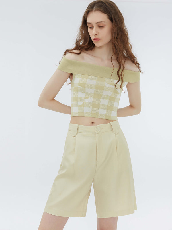 cubic Light Yellow Tailored Bermuda Shorts Light Yellow