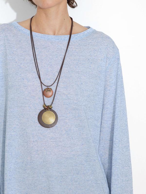 Cubic Loose Crew Neck Long Sleeve Knit Top LightSteelBlue