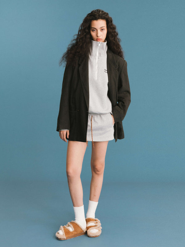 Cubic ONE BY CUBIC Black Tailored Double Breasted 100% Cotton Jacket Black