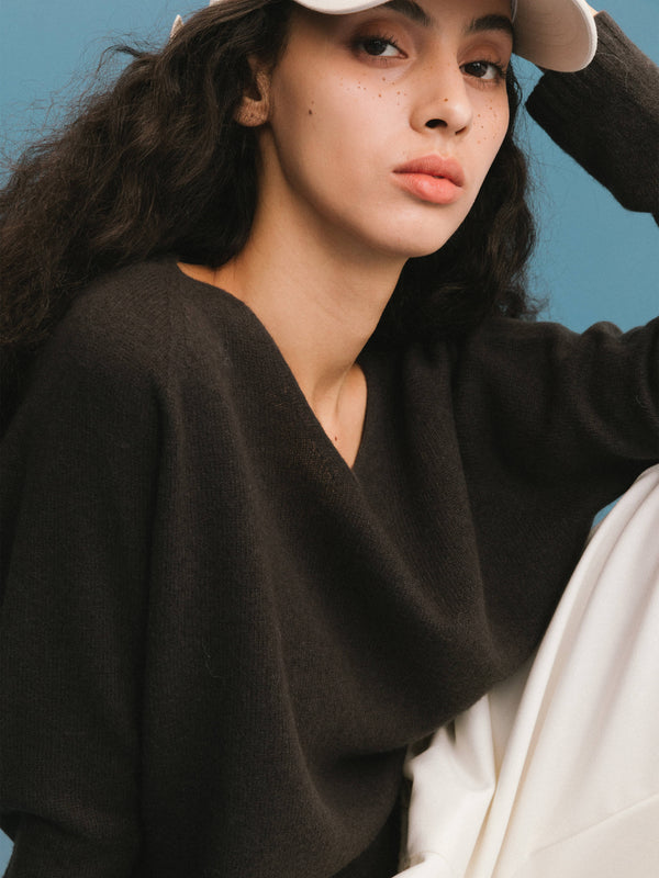 Cubic ONE BY CUBIC Boxy 100% Sheep Wool Knitwear Jumper DimGray