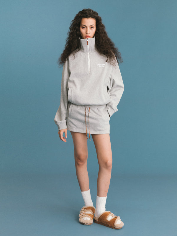 Cubic ONE BY CUBIC Collared Half-Zip Embroidered 100% Cotton Sweatshirt Navy