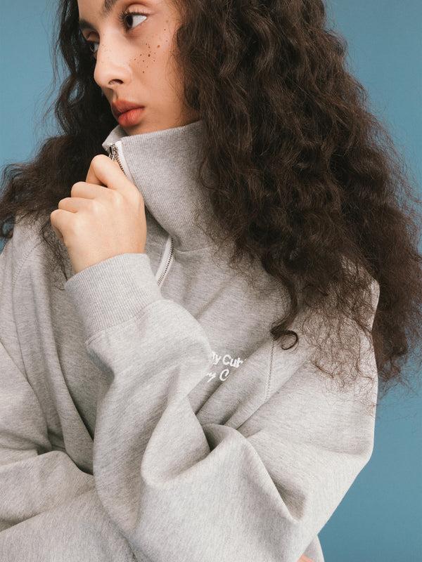 Cubic ONE BY CUBIC Collared Half-Zip Embroidered 100% Cotton Sweatshirt Navy