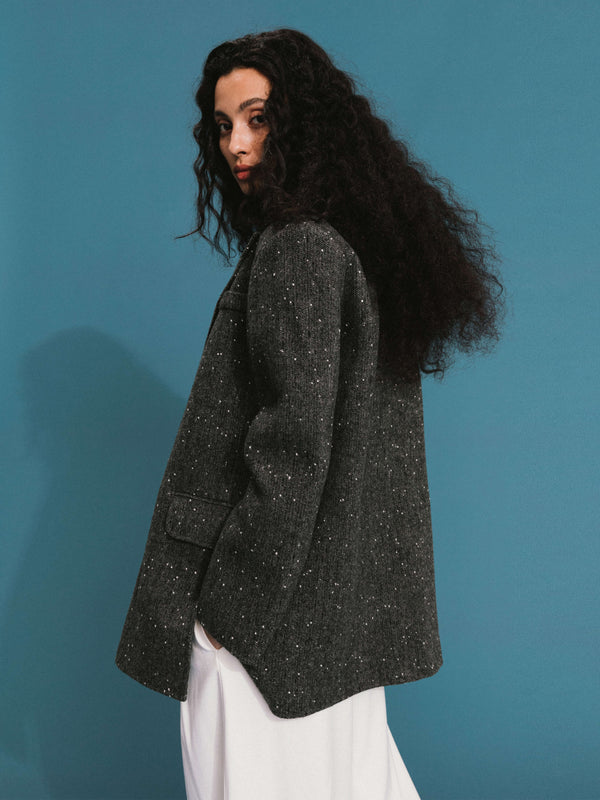 Cubic ONE BY CUBIC Double Face Tailored Wool Jacket DimGray