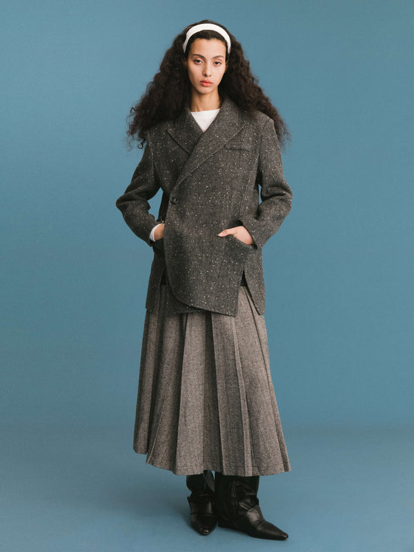 Cubic ONE BY CUBIC Double Face Tailored Wool Jacket DimGray