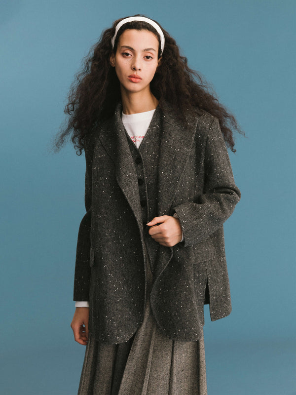 cubic ONE BY CUBIC Double Face Tailored Wool Jacket DimGray