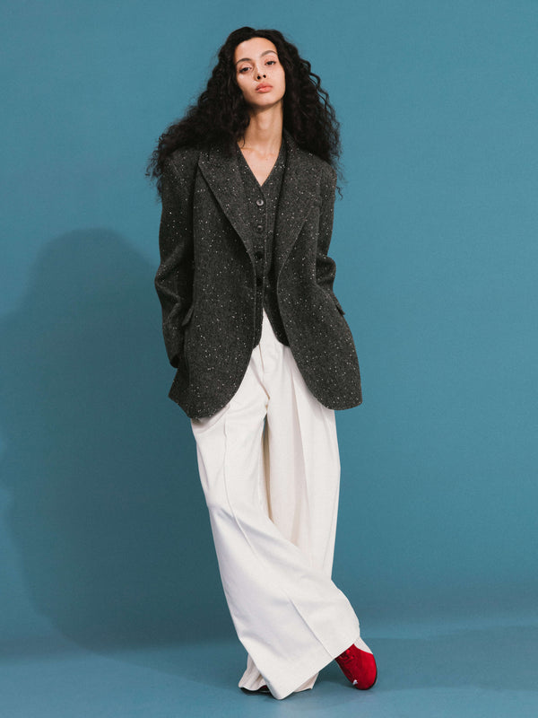 Cubic ONE BY CUBIC Double Face Tailored Wool Jacket DimGray