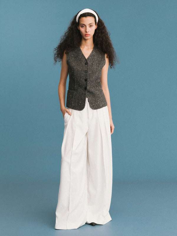 Cubic ONE BY CUBIC Double Face Tailored Wool Waistcoat DimGray