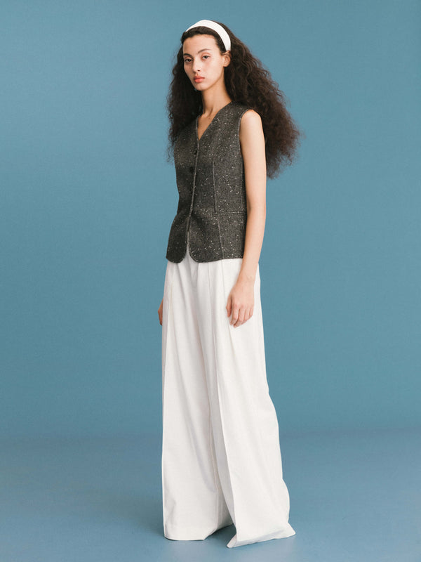 Cubic ONE BY CUBIC Double Face Tailored Wool Waistcoat DimGray