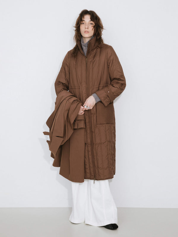 Cubic ONE BY CUBIC Double-Layer Long Trench Coat Style Down Coat Sienna