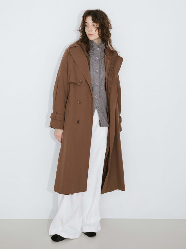 Cubic ONE BY CUBIC Double-Layer Long Trench Coat Style Down Coat Sienna