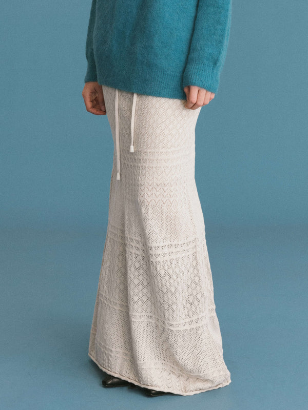 cubic ONE BY CUBIC Knitted Wool Maxi Wrap Skirt Wheat