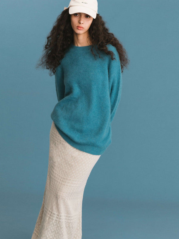 Cubic ONE BY CUBIC Knitted Wool Maxi Wrap Skirt Wheat