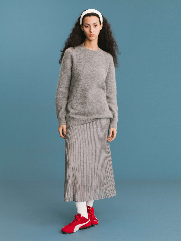 Cubic ONE BY CUBIC Lace Stitch Knitted Midi Skirt Gray