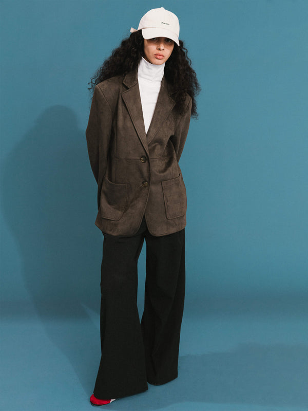 Cubic ONE BY CUBIC Silky Tailored Suede Jacket SaddleBrown