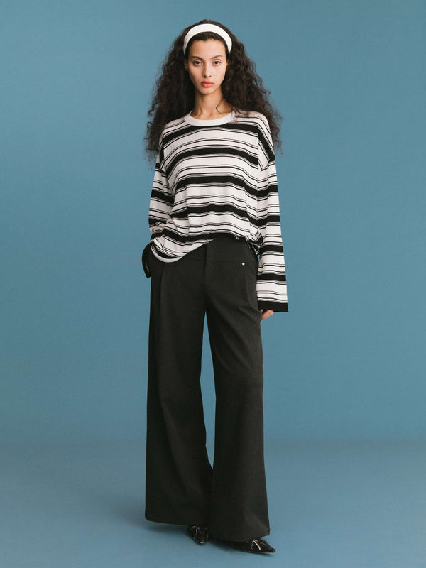 Cubic ONE BY CUBIC Stripped Knitwear Jumper With Wool Blend Black