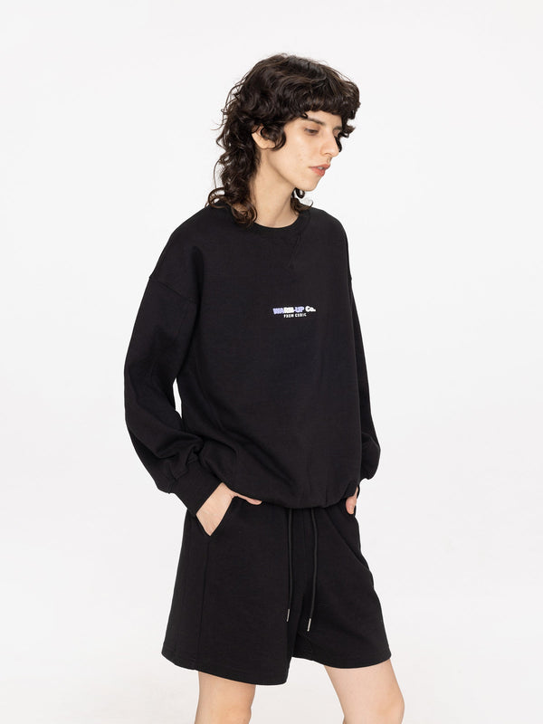 Cubic Oversized Boyfriend Sweater And Matching Shorts Black
