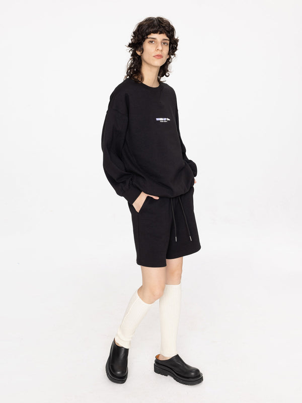 Cubic Oversized Boyfriend Sweater And Matching Shorts Black
