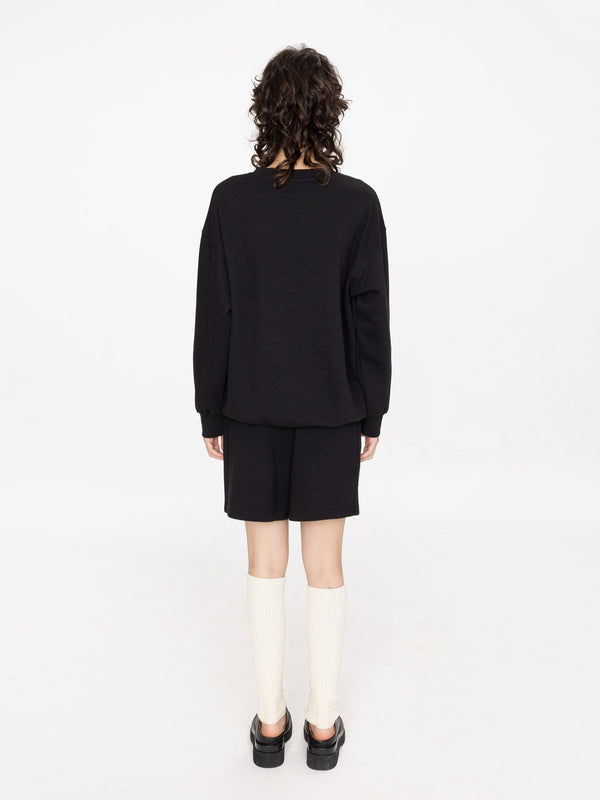 Cubic Oversized Boyfriend Sweater And Matching Shorts Black