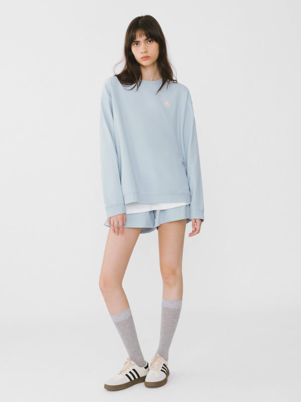 Cubic Oversized Long Sleeve T-Shirt And Matching Shorts Beige
