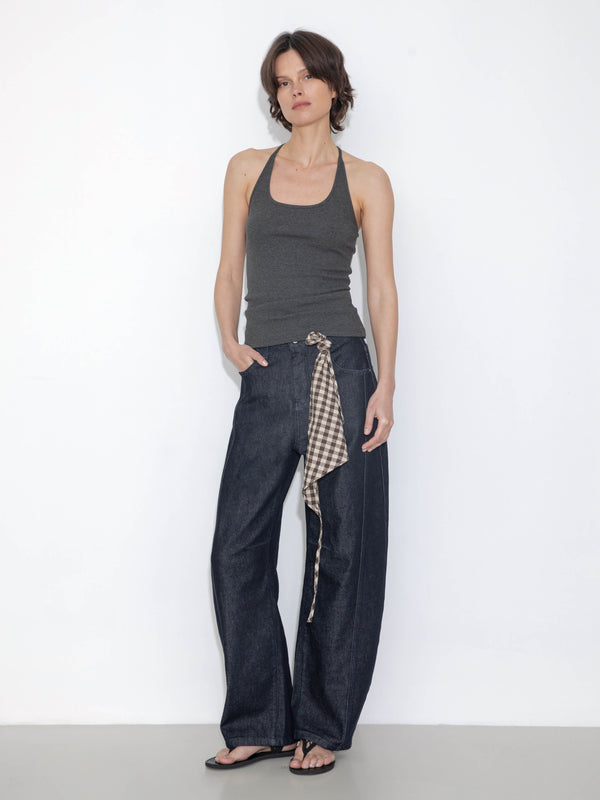 Cubic Panelled Loose-Fit Wide-Leg Tapered Jeans Blue