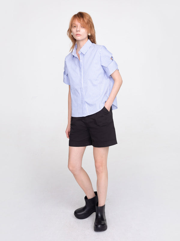Cubic Pinstriped Short Sleeved Shirt LightSteelBlue