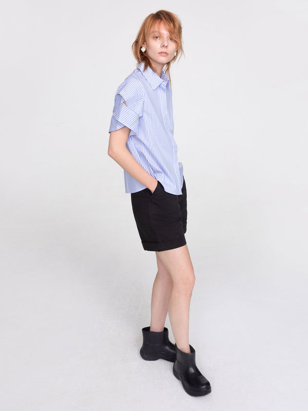 Cubic Pinstriped Short Sleeved Shirt LightSteelBlue