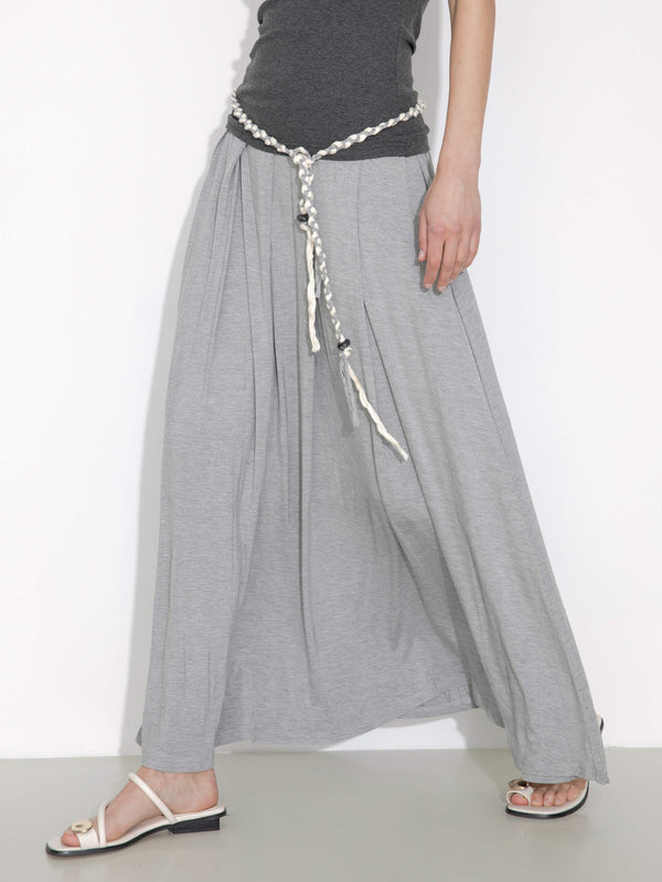 Cubic Pleated Hand-Braided High-Stretch Maxi Skirt Black