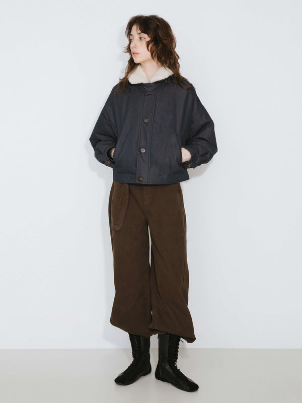 cubic Removable Fur Collar High Neck Down Coat DarkBlue