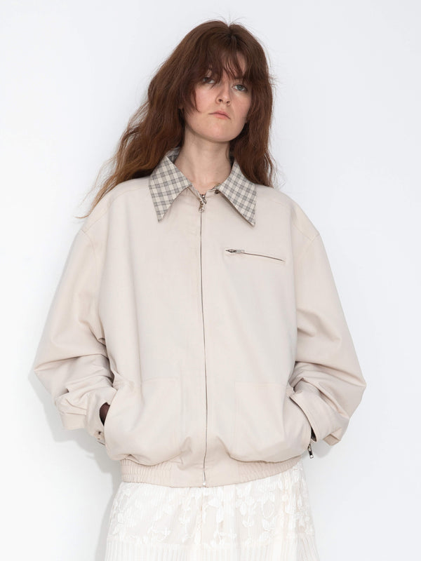 Cubic Reversible Jacket With Color-Block Collar Apricot