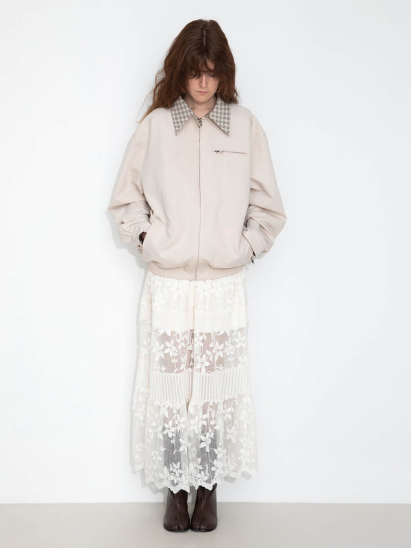 Cubic Reversible Jacket With Color-Block Collar Apricot