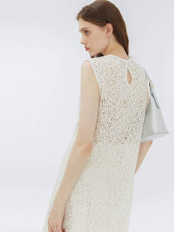 Cubic Round Neck Sleeveless A-line Dress DarkGoldenrod