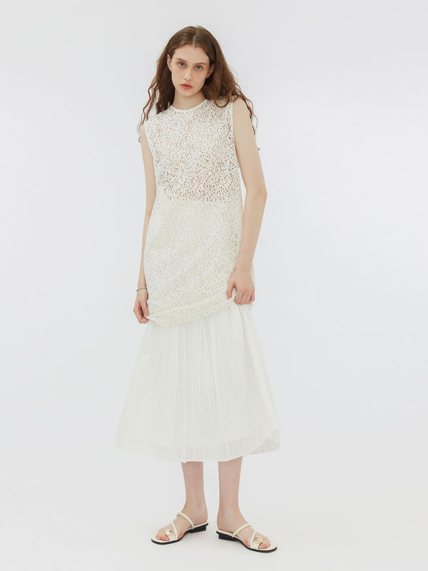 Cubic Round Neck Sleeveless A-line Dress DarkGoldenrod