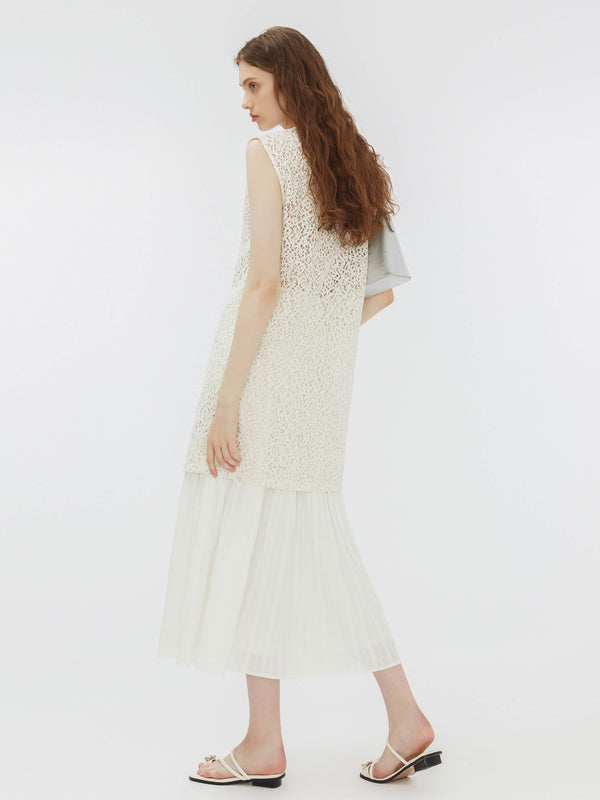 Cubic Round Neck Sleeveless A-line Dress DarkGoldenrod