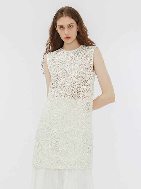 cubic Round Neck Sleeveless A-line Dress DarkGoldenrod