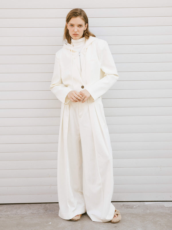 cubic Single Breasted Cropped Blazer with Attached Hoodie Black