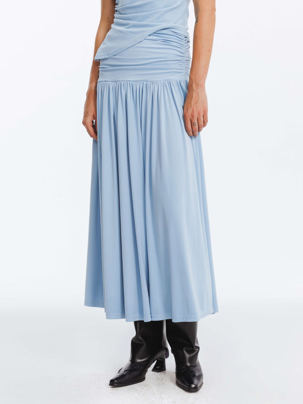 Cubic Sky Blue Irregular Hem T-shirt And Skirt Suit SkyBlue