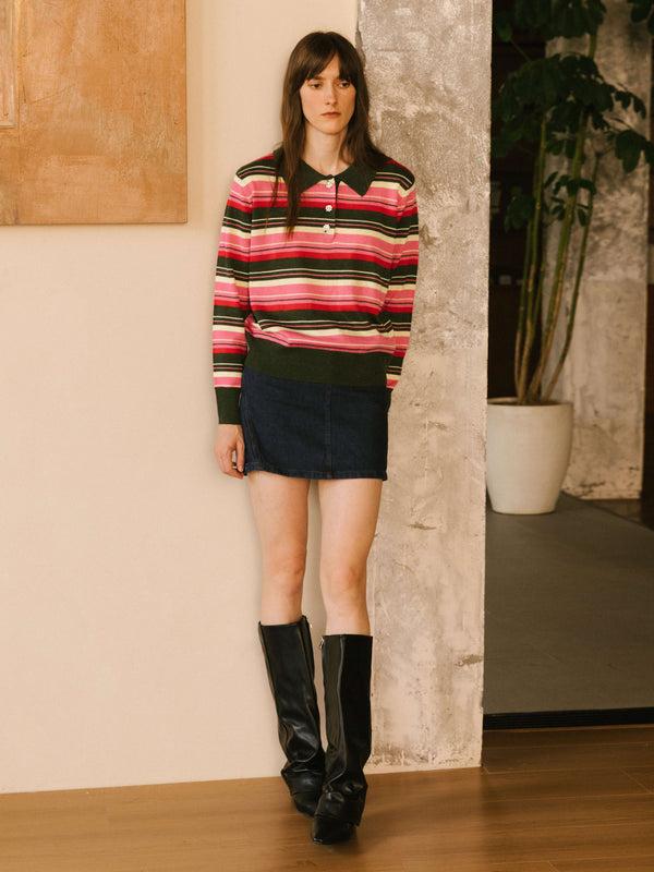Cubic Striped Knitwear Jumper With Wool Blend PaleVioletRed